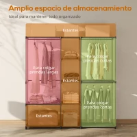 HOMCOM Armario de Ropa 182x43x185 cm Armario Abierto con 8 Estantes de Tela Barras para Colgar Marco de Metal Negro(m-5)