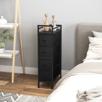 HOMCOM Comò/Armadio con 4 cassetti in tessuto non tessuto Mobile contenitore con telaio in acciaio, 20 cm x 43 cm x 81,5 cm, Nero(m-2)