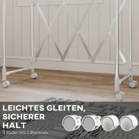 HOMCOM Wäscheständer, Faltbarer Standtrockner mit 3 verstellbaren Stangen, Edelstahl Turmwäscheständer auf Rollen, Wäscheturm Wäschetrockner für Innen und Außen(m-6)