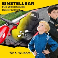 AIYAPLAY 24V Elektrisches Go-Kart, Drift-Modus, verstellbarer Sitz, 5-Punkt-Sicherheitsgurt, Musikfunktion, Hupe, 6-12 Jahre Rot(m-7)