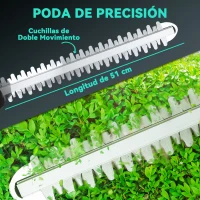 Outsunny Cortasetos Batería 18V con 2 Baterías de 4000mAh Longitud de Cuchilla de 51 cm Motor sin Escobillas y Cargador Azul(m-6)