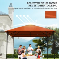 Outsunny Techo de Repuesto 300x300 cm para Cenador de Jardín Cubierta de Repuesto de Gazebo Pabellón Exterior con 8 Orificios de Drenaje y Ventilación Naranja(m-6)