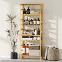 HOMCOM Estantería de Bambú de 6 Niveles Librería para Espacios Pequeños Baño Sala de Estar y Cocina Natural(m-7)