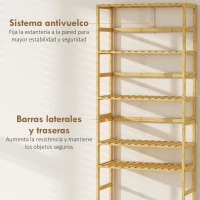 HOMCOM Estantería de Bambú de 6 Niveles Librería para Espacios Pequeños Baño Sala de Estar y Cocina Natural(m-6)