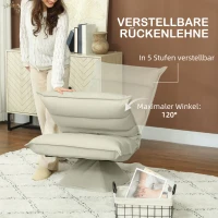 HOMCOM Relaxfauteuil, Sitzack, Verstelbare Rugleuning, Leerlook, 62x70x95cm, Beige(m-4)