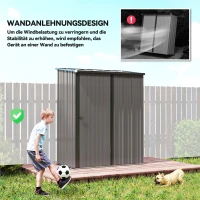 Outsunny Gartenschuppen Geräteschuppen, verschließbare Tür, wetterbeständig, 161,5 cm x 94,5 cm x 196 cm, Schwarz(m-6)