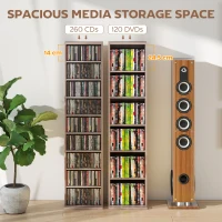 HOMCOM 260 Narrow CD Storage Unit - Natural Wood Finish(m-4)