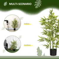 HOMCOM Plantă Artificială de Bambus Înaltă de 90 cm cu 504 Frunze din PEVA și PP Verde cu Ghiveci de Ciment Ø15x12.5 cm(m-5)