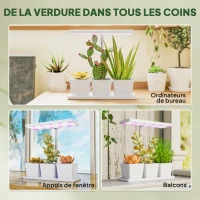 Outsunny Lampe de croissance 10W lampe plante de culture LED à spectre complet avec 3 bacs à fleurs, 31,8 x 13,4 x 35,6 cm, blanc(m-9)