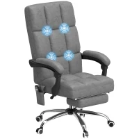 Vinsetto Massage Office Chair, Ergonomic Desk Chair, Comfy Work Study Chair with Heat, Padded Seat, 135° Reclining Back and Footrest for Home Office, Charcoal Grey(m-10)