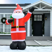 HOMCOM Święty Mikołaj, 2,40 m wysokości, z oświetleniem LED, samonadmuchiwana dekoracja ogrodowa(m-10)