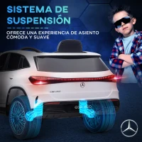 HOMCOM Coche Eléctrico para Niños Mercedes-Benz EQA 12V Control Remoto Música Bocina Velocidad 3-8 km/h  111,5x69x52,5cm Blanco(m-8)