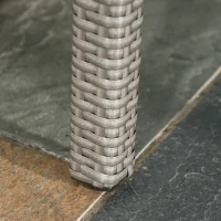 Outsunny Gartenmöbel Set mit großem rechteckigem Tisch, 2 Stühlen und 2 Hockern, abnehmbaren waschbaren weißen Kissen, Kunststoffgeflecht in Grau-Rattanoptik(m-5)