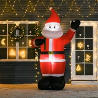 HOMCOM Święty Mikołaj, 2,40 m wysokości, z oświetleniem LED, samonadmuchiwana dekoracja ogrodowa(m-9)