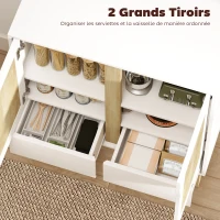 HOMCOM Buffet, meuble de rangement avec 2 portes, 2 tiroirs et étagère réglable, 80 x 40 x 86 cm, blanc et chêne(m-5)