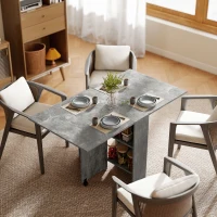 HOMCOM Table pliante de cuisine salle à manger amovible sur roulettes 75L x 140l x 74H cm 2 étagères intégrées en bois(m-10)