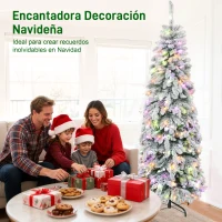HOMCOM Árbol de Navidad Estrecho 180 cm con Luces LED Bicolores 11 Modos de Iluminación Temporizador 540 Ramas Verde(m-4)