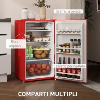 HOMCOM Frigorifero Piccolo 91L MonoPorta Reversibile con Congelatore e Temperatura Regolabile, Rosso(m-6)