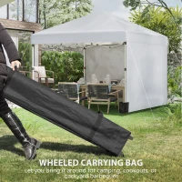 Outsunny 3 x 3 m Pop Up Gazebo, UPF 30+ Party Tent with 2 Sidewalls, Weight Bags and Wheeled Bag, Light Grey(m-8)