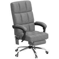 Vinsetto Massage Office Chair, Ergonomic Desk Chair, Comfy Work Study Chair with Heat, Padded Seat, 135° Reclining Back and Footrest for Home Office, Charcoal Grey(m-11)