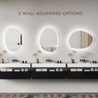 HOMCOM Oglindă de Baie LED cu Comutator Tactil Inteligent și  Intensitate Reglabilă, 80x5x60 cm, Argintiu(m-7)