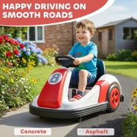 AIYAPLAY Kids Bumper Car with 360-Degree Rotation, 6V Electric Ride On Car with Music and Horn for 3-8 Years Old, Red(m-8)
