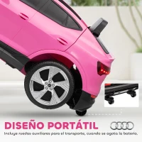 HOMCOM Coche de Batería para Niños 12V Audi E-tron con Mando a Distancia Faros Bocina Música Velocidad 3-5 km/h Rosa(m-6)
