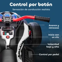 AIYAPLAY Quad Eléctrico para Niños 12V con 2 Motores Velocidad hasta 5 km/h 3 Ruedas Suspensión Negro y Blanco(m-5)