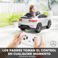 HOMCOM Coche Eléctrico para Niño +3 Años con Licencia de Mercedes 12V con Mando a Distancia Música y Luces Blanco(m-5)