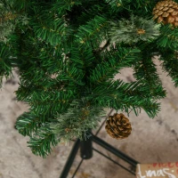 HOMCOM Sztuczna Choinka, Smukła, z Szyszkami, Ognioodporna, 54 x 195 cm, Zielona(m-9)