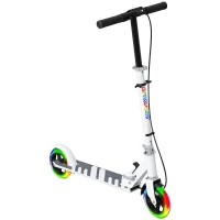 AIYAPLAY Patinete Plegable para Niños de 3-8 Años de 2 Ruedas con LED Luces Manillar de 4 Altura Ajustable Doble Frenos Blanco(m-9)