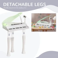 AIYAPLAY 32-Key Kids Piano Keyboard, with Stool, Lights, Microphone, Sounds, Removable Legs - White(m-6)