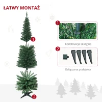 HOMCOM® CHOINKA JODŁA 180 cm ZE STOJAKIEM Z TWORZYWA 390 IGIEŁ zielona(m-5)
