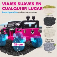 HOMCOM Coche Eléctrico para Niños de +3 Años Vehículo Todoterreno de Batería 12V con Control Remoto 100x65x72 cm Rosa(m-6)