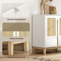 HOMCOM Buffet, meuble de rangement avec 2 portes, 2 tiroirs et étagère réglable, 80 x 40 x 86 cm, blanc et chêne(m-7)