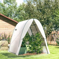 Outsunny Hoop House Greenhouse with Sandbags, Walk-In Tunnel Green House with 2 Doors and Screen Windows, 1.8 x 1.8 x 2m, White(m-2)