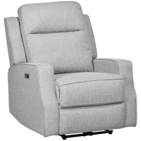 HOMCOM Sillón Relax de Salón Sofá Reclinable con Reclinación hasta 150° Reposabrazos y USB Carga 136 kg 84x92x104 cm Gris(m-10)