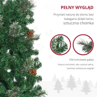 HOMCOM Sztuczna Choinka, Smukła, z Szyszkami, Ognioodporna, 54 x 195 cm, Zielona(m-7)