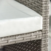 Outsunny Gartenmöbel Set mit großem rechteckigem Tisch, 2 Stühlen und 2 Hockern, abnehmbaren waschbaren weißen Kissen, Kunststoffgeflecht in Grau-Rattanoptik(m-6)