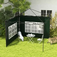 Outsunny 2-pack zijwanden voor paviljoen 3x3 3x6 waterdichte zijwanden met raam Donkergroen(m-2)