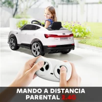 HOMCOM Coche de Batería para Niños 12V Audi E-tron con Mando a Distancia Faros Bocina Música Velocidad 3-5 km/h Blanco(m-5)