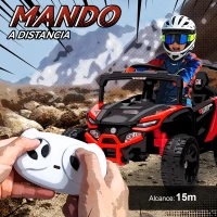 AIYAPLAY Coche Eléctrico para Niños 12V con 2 Motores Control Remoto 2,4G Suspensión Trasera Faros Música Rojo(m-5)