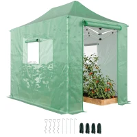 Outsunny Serre pop-up env. 200x300x270 cm - Serre en bâche pliante avec toit en pignon, portes et fenêtres zippées(m-6)