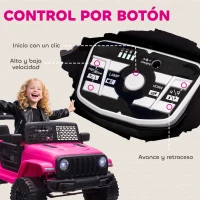 HOMCOM Coche Eléctrico para Niños de +3 Años Vehículo Todoterreno de Batería 12V con Control Remoto 100x65x72 cm Rosa(m-7)