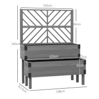 Outsunny Raised Garden Bed with Trellis, 2-Tier Wooden Elevated Planter Box  for Vegetables, Flowers, Herbs, Grey(m-3)