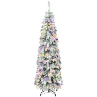 HOMCOM Árbol de Navidad Estrecho 180 cm con Luces LED Bicolores 11 Modos de Iluminación Temporizador 540 Ramas Verde(m-1)