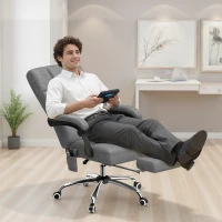 Vinsetto Massage Office Chair, Ergonomic Desk Chair, Comfy Work Study Chair with Heat, Padded Seat, 135° Reclining Back and Footrest for Home Office, Charcoal Grey(m-8)
