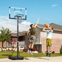 SPORTNOW Canasta de Baloncesto para Exterior Ajustable de 230-305 cm con Tablero Irrompible Base Rellenable y Ruedas Negro(m-2)