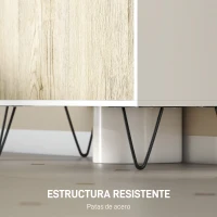 kleankin Mueble para Debajo del Lavabo Armario Bajo con 2 Puertas Estante y Patas de Acero 60x30x60 cm Roble y Blanco(m-5)