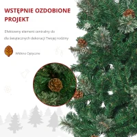 HOMCOM Sztuczna Choinka, Smukła, z Szyszkami, Ognioodporna, 54 x 195 cm, Zielona(m-6)